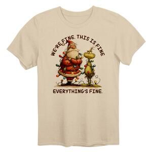 Grinch Christmas T-Shirt We're Fine This is Everythings Women Whimsical S-2XL